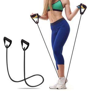 Λάστιχο γυμναστικής με χερούλια GYM-0006, Φ10, 1.2μ, μαύρο - Image 2