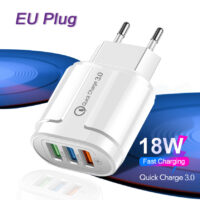 USB Charger Wall Mobile Phone Chargers Adapter QC3.0 3A - White