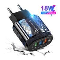 USB Charger Wall Mobile Phone Chargers Adapter QC3.0 3A - Black