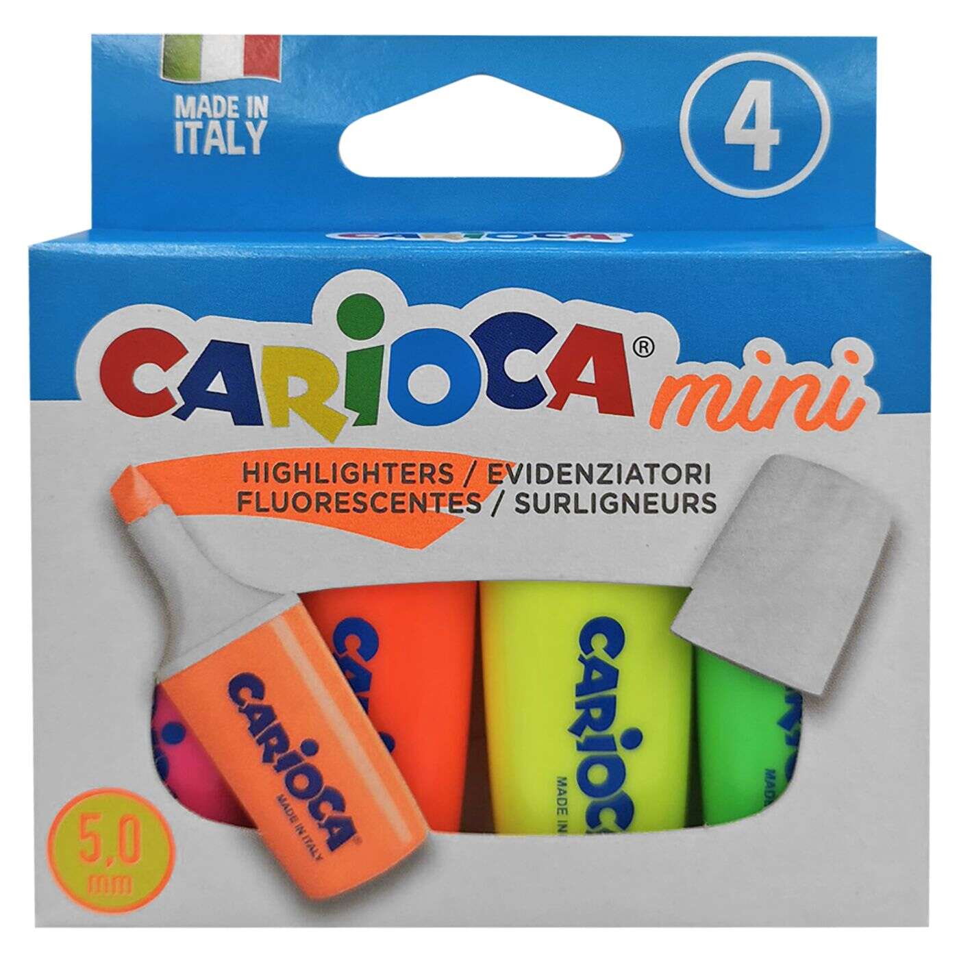 ΜΑΡΚΑΔΟΡΟΙ ΥΠΟΓΡΑΜΙΣΕΩΣ CARIOCA ΜΙΝΙ 5,0mm ΣΕΤ=4ΤΕΜ Carioca 42868