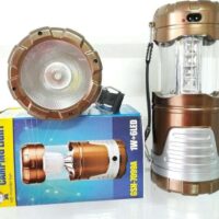 Φακός 1W & ηλιακή λάμπα camping 16 LED & powerbank GSH-7099 χάλκινο