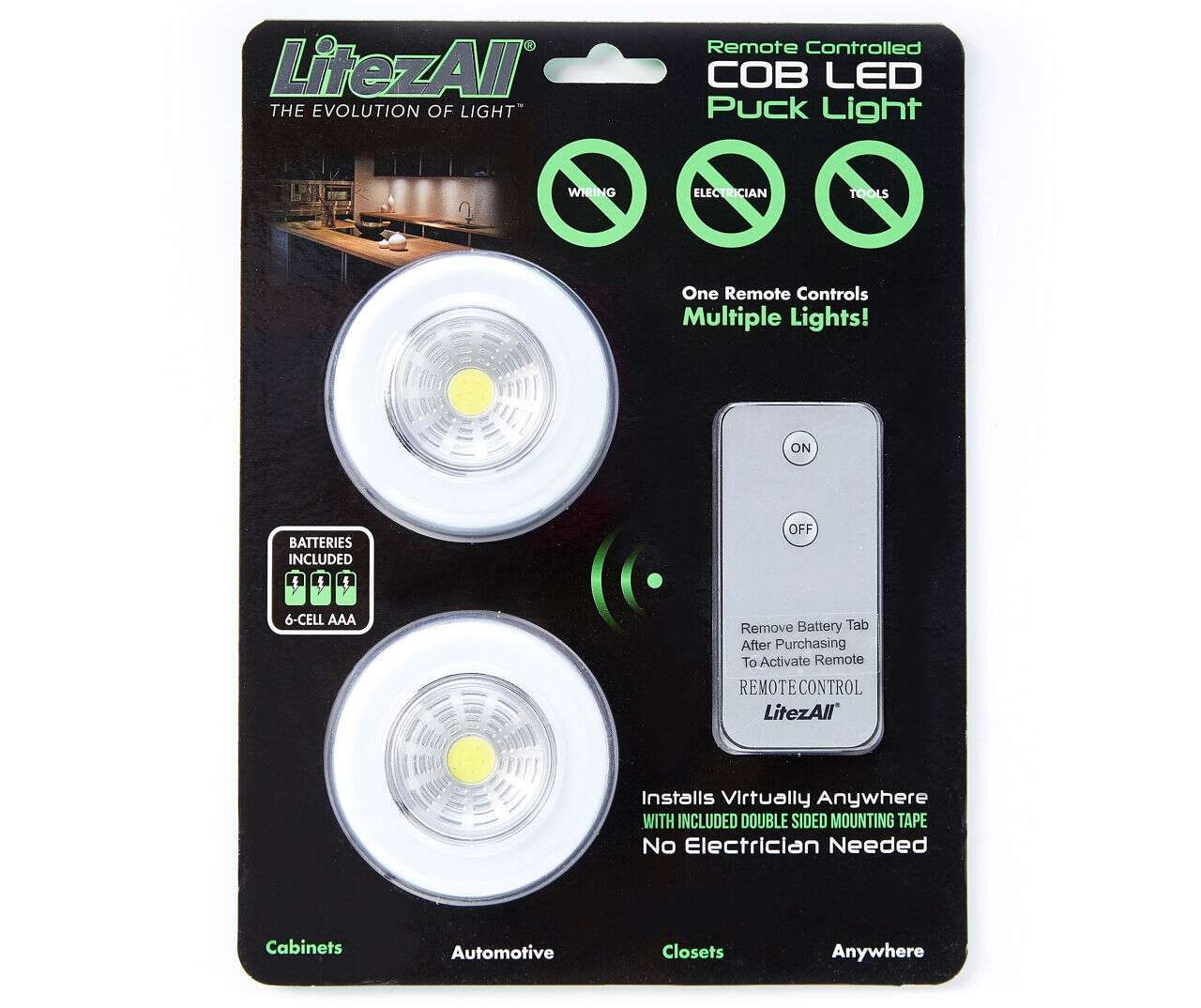 COB LED Puck 2-Pack Lights Set with Remote Control OEM