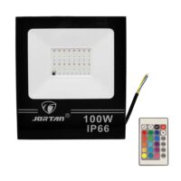 LED Αδιάβροχος Προβολέας 100W με Ασύρματο Τηλεχειριστήριο 48 SMD 4000LM 220V RGB IP66 JORTAN-TP100WRGB