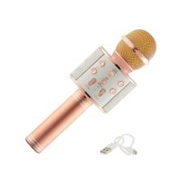 Αυτόνομο Ασύρματο Μικρόφωνο Karaoke με Ηχείο και Λειτουργία Εγγραφής Φωνής WS-858 Ροζ - Χρυσό