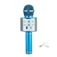 Αυτόνομο Ασύρματο Μικρόφωνο Karaoke με Ηχείο και Λειτουργία Εγγραφής Φωνής WS-858 Μπλε