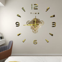 Ρολόι Τοίχου Αυτοκόλλητο 3D DIY 60-120cm ZH03410 Χρυσό