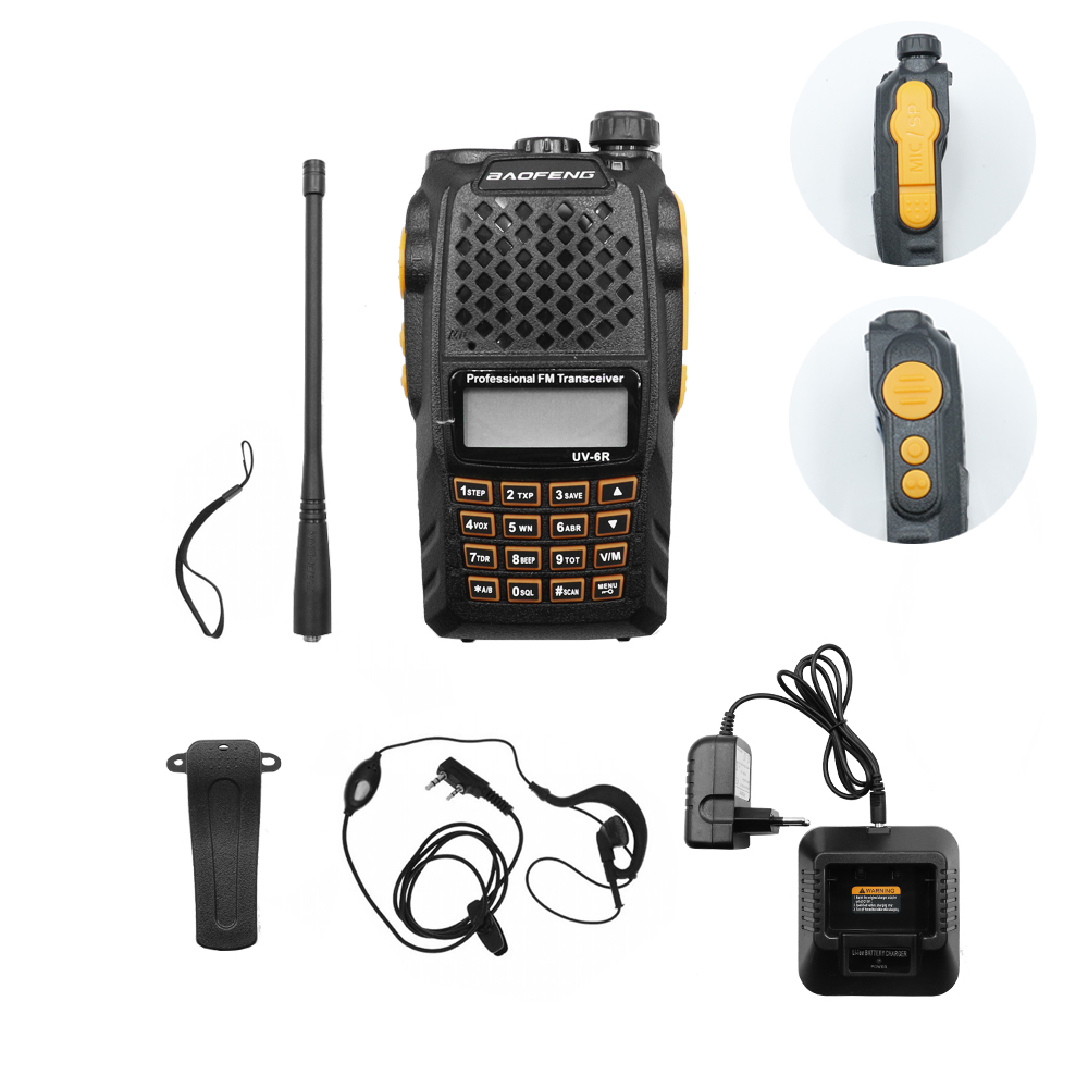 Ασύρματος Φορητός Πομποδέκτης VHF - UHF 7W 1 τμχ BAOFENG BF-UV6R Μαύρο