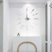 Ρολόι Τοίχου Αυτοκόλλητο 3D DIY 60-120cm ZH01210 Ασημί