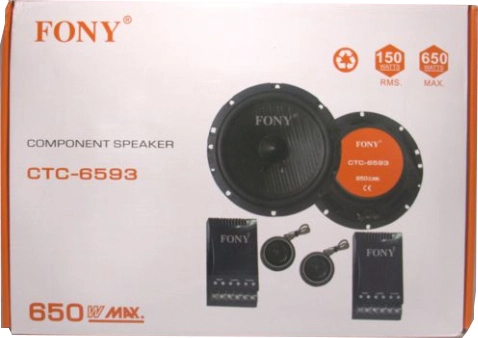 Σετ Ηχεία Αυτοκινήτου Διαιρούμενα Woofer 6.5" και Tweeter 2" 150W RMS με Ενισχυτή CTC-6593 2 τμχ