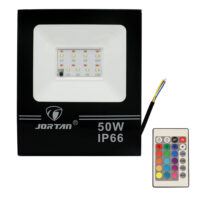 LED Αδιάβροχος Προβολέας 50W με Ασύρματο Τηλεχειριστήριο 24 SMD 2000LM 220V RGB IP66 JORTAN-TP50WRGB