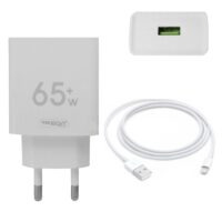Φορτιστής Ταχείας Φόρτισης με 1 Θύρα USB 4.5A 65W και Καλώδιο Lightning 1m Treqa CS-228 Λευκό