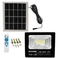 Led Αδιάβροχος Ηλιακός Προβολέας 100W 12480LM με Πάνελ και Τηλεχειριστήριο Rixme RZ-100W