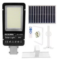 Led Αδιάβροχο Ηλιακό Φωτιστικό Δρόμου 300W 50400LM με Βάση Στήριξης και Τηλεχειριστήριο Rixme RZ-300W