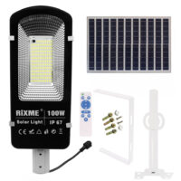 Led Αδιάβροχο Ηλιακό Φωτιστικό Δρόμου 100W 12480LM με Βάση Στήριξης και Τηλεχειριστήριο Rixme RZ-6610