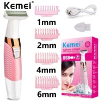 Επαναφορτιζόμενη Μηχανή Trimmer Kemei KM-1900 Ροζ-Λευκό