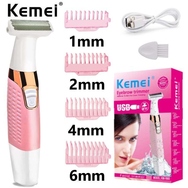 Επαναφορτιζόμενη Μηχανή Trimmer Kemei KM-1900 Ροζ-Λευκό