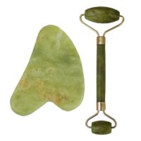 Roller Προσώπου + Εργαλείο Gua Sha από Νεφρίτη για Αντιγήρανση