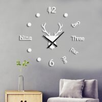 Ρολόι Τοίχου Αυτοκόλλητο 3D DIY 60-110cm ZH205110 Ασημί