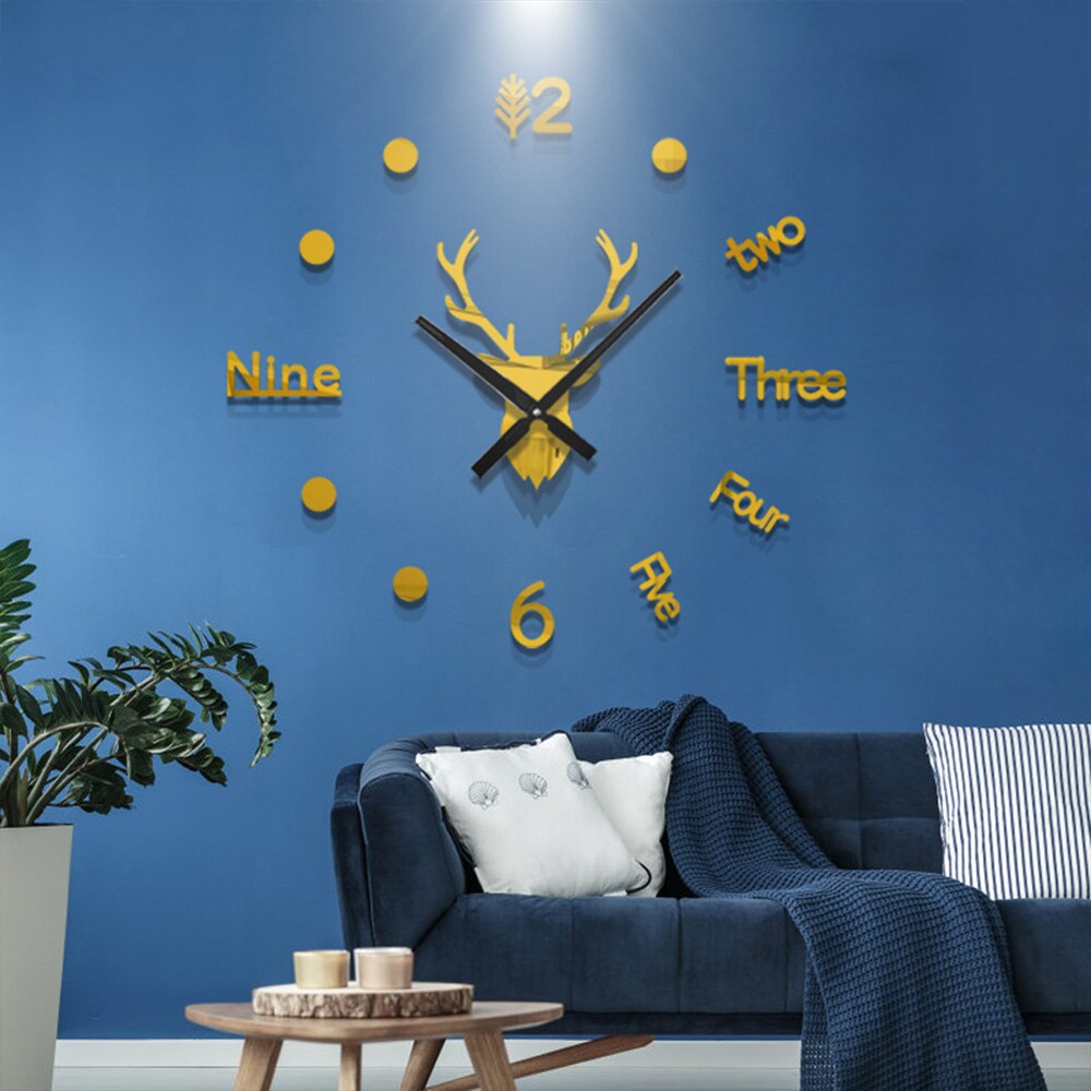 Ρολόι Τοίχου Αυτοκόλλητο 3D DIY 60-110cm ZH205110 Χρυσό