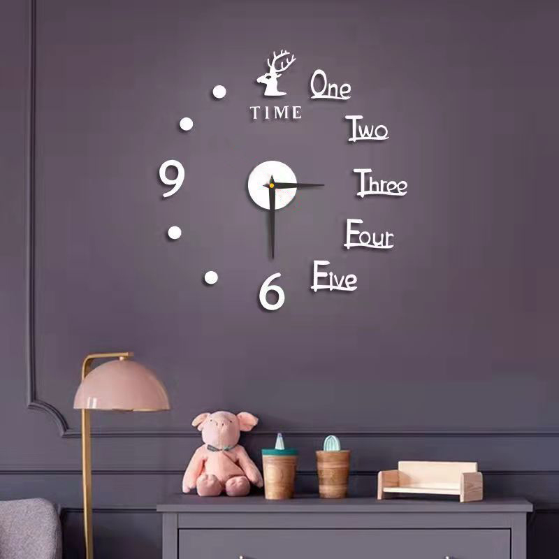 Ρολόι Τοίχου Αυτοκόλλητο 3D DIY 60-120cm ZH38610 Ασημί