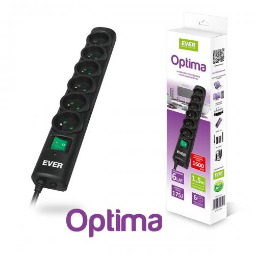 OPTIMA πολύμπριζο 6 θέσεων με Αυτόματη Ασφάλεια 1.5m