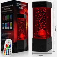 LED Επιτραπέζιο Επαναφορτιζόμενο Φωτιστικό USB με Ηφαίστειο και Τηλεκοντρόλ για Εναλλαγή RGB Φωτισμού BH1002 Μαύρο