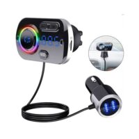 FM Transmitter με Βολτόμετρο 12V-24V – AUX – TF – Οθόνη LCD – 2 Θύρες USB με RGB Φωτισμό BC49BQ Μαύρο
