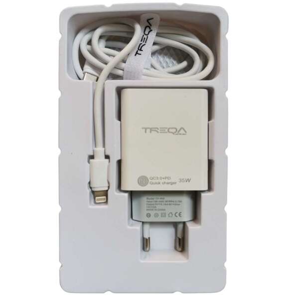 Φορτιστής ταχείας φόρτισης με Θύρα USB-A και Θύρα USB-C και Καλώδιο Lightning 35W Λευκός CH-643-PD