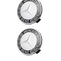 Σετ Διακοσμητικά Καπάκια Κέντρου Ζαντών Mercedes 2τμχ 75mm Μαυρο