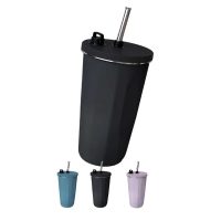 Θερμός – ποτήρι με μεταλλικό καλαμάκι 600ml JB-293 Μαύρο/Ροζ/Πράσινο