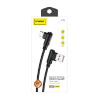Foneng X70 Angle (90°) / Braided USB 2.0 Cable USB-C male - USB-A male Μαύρο 1m