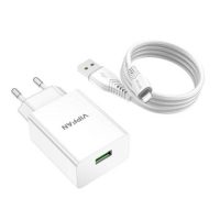 Φορτιστής Vipfan E03, 1x USB, 18W, QC 3.0 + καλώδιο Lightning