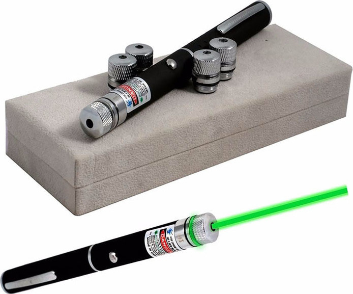 Πράσινο Laser Pointer 100mW με 5 σχέδια - κεφαλές
