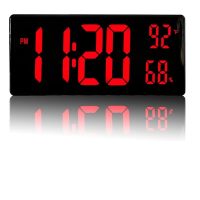 Μεγάλο ψηφιακό ρολόι τοίχου LED 17,2″, ενσωματωμένος αισθητήρας θερμοκρασίας/υγρασίας με τηλεχειρισμό 16961-3810L Κόκκινο