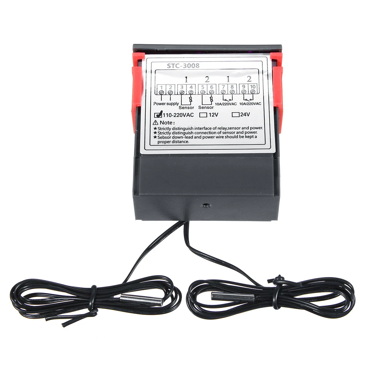 110-220V Ψηφιακή οθόνη STC-3008 Έξυπνος Ηλεκτρονικός θερμοστάτης με διπλό έλεγχο θερμοκρασίας, διπλή οθόνη θερμοκρασίας και ρυθμιζόμενη θερμοκρασία - Image 2
