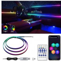 Διακοσμητικός Φωτισμός LED RGB 110cm Καμπίνας Αυτοκινήτου USB με τηλεχειριστήριο HW-0401