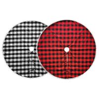 Ποδιά Δέντρου Καρώ με Pom-Pom ø106cm Xmasfest 1133620