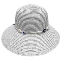 Καπέλο Ψαθόχαρτο με Ματάκια Λευκό ø33cm SummerTiempo 623349