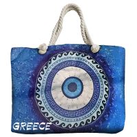 Τσάντα Παραλίας με Σχέδιο Μάτι Greece 56x37x17cm SummerTiempo 623370