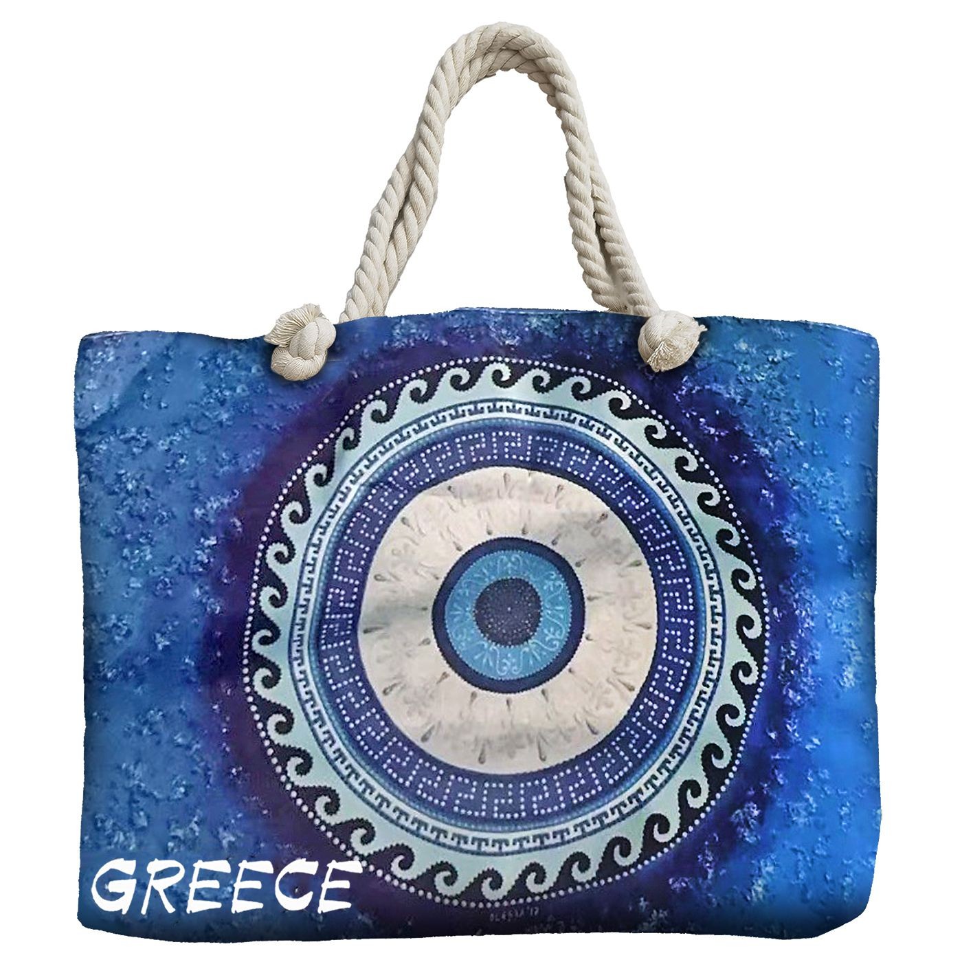 Τσάντα Παραλίας με Σχέδιο Μάτι Greece 56x37x17cm SummerTiempo 623370