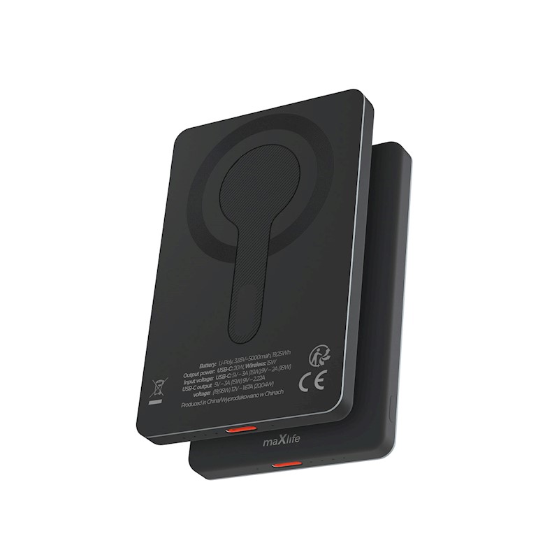 Ασύρματο power bank Maxlife MXPB-05 20W PD 5000 mAh μαγνητικό μαύρο