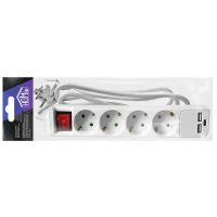 Πολύπριζο 4θέσεων + 2usb + 1type C με Κουμπί 1,5m (3x1.5mm2) Homie 322098