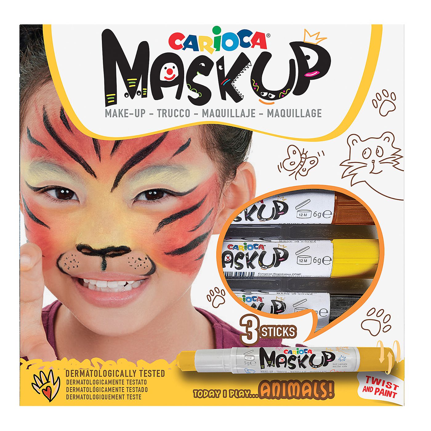 Βαφές Προσώπου 3τεμ Carioca Maskup (Καφέ-Κίτρινο-Μαύρο) Carioca 43048