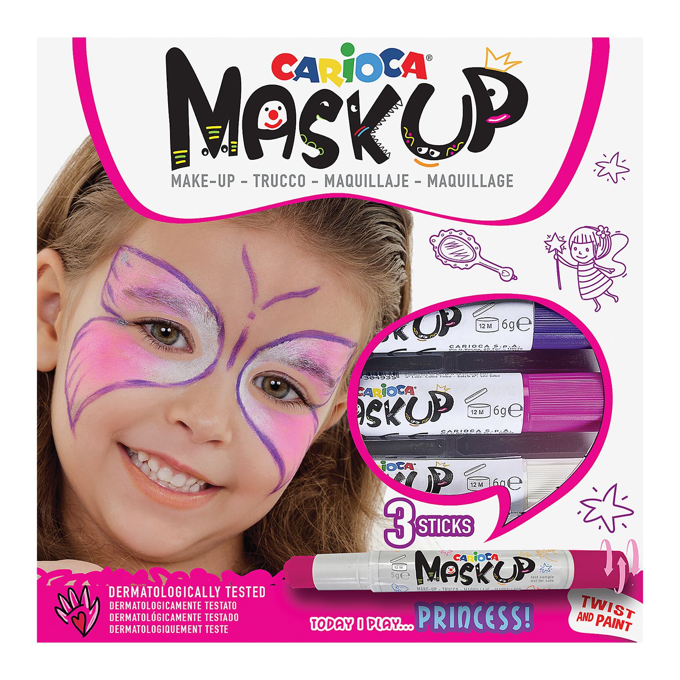 Βαφές Προσώπου 3τεμ Carioca Maskup (Μωβ-Ροζ-Λευκό) Carioca 43049