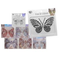 Αυτοκόλλητα Προσώπου Πεταλούδα Face Gems 17x17cm Carnavalista 232485   12τμχ