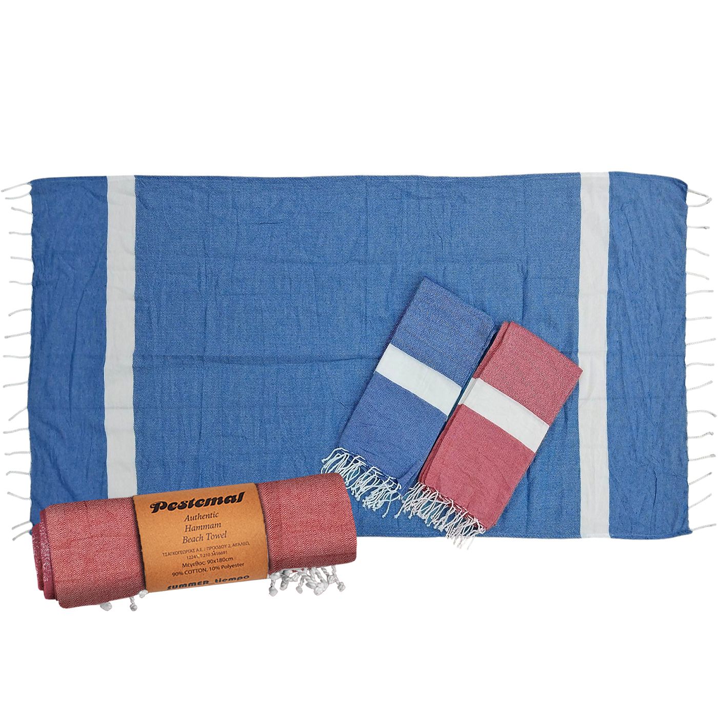 Πετσέτα Θαλάσσης Pestemal Ρόμβοι Λευκή Φάσα ~280g 90x180cm SummerTiempo 623193