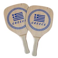 Ρακέτες Ξύλινες Παραλίας Greece ~410gr/Ρακέτα, ~570cm²,  40x22x1,2cm SummerTiempo 62348