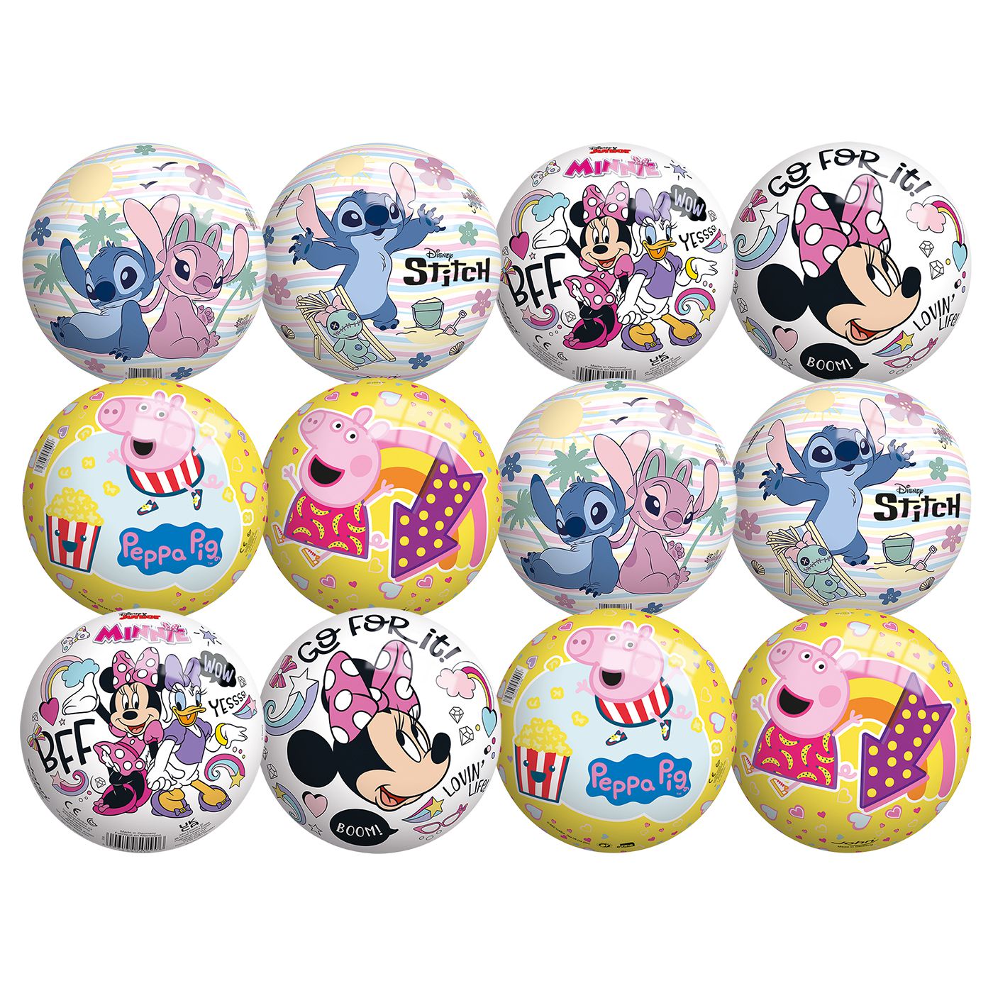 Μπάλα 23cm Peppa-Minnie-Stitch John Hellas 50082 - 50307 - 50518 - 50878 12τμχ